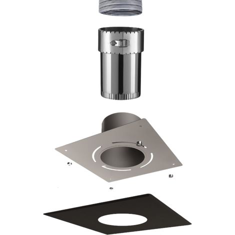 Poujoulat – Kit raccord flexible émaillé Ø80 mm – Plaque de finition 30x30 cm avec ventilation cachée – Raccordement conduit maçonné — photo 2