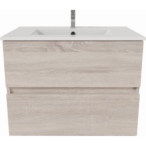 Meuble salle de bain suspendu 70 cm ROSALY- Bois- Plan vasque en Céramique — photo 4