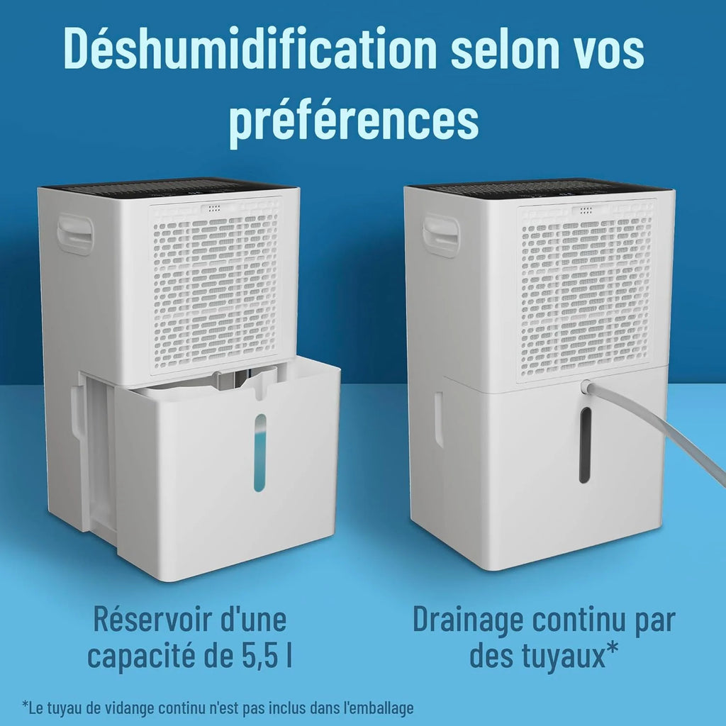 2026 Noaton Déshumidificateur Portable Silencieux, 24L/jour, Minuterie 24h, Réservoir 5,5L, Drainage Continu, avec Dégivrage