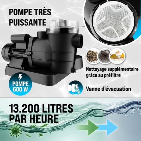 Pompe filtre à sable max. 13.200 L/h avec pré-filtre XXL piscine nettoyage eau — photo 2