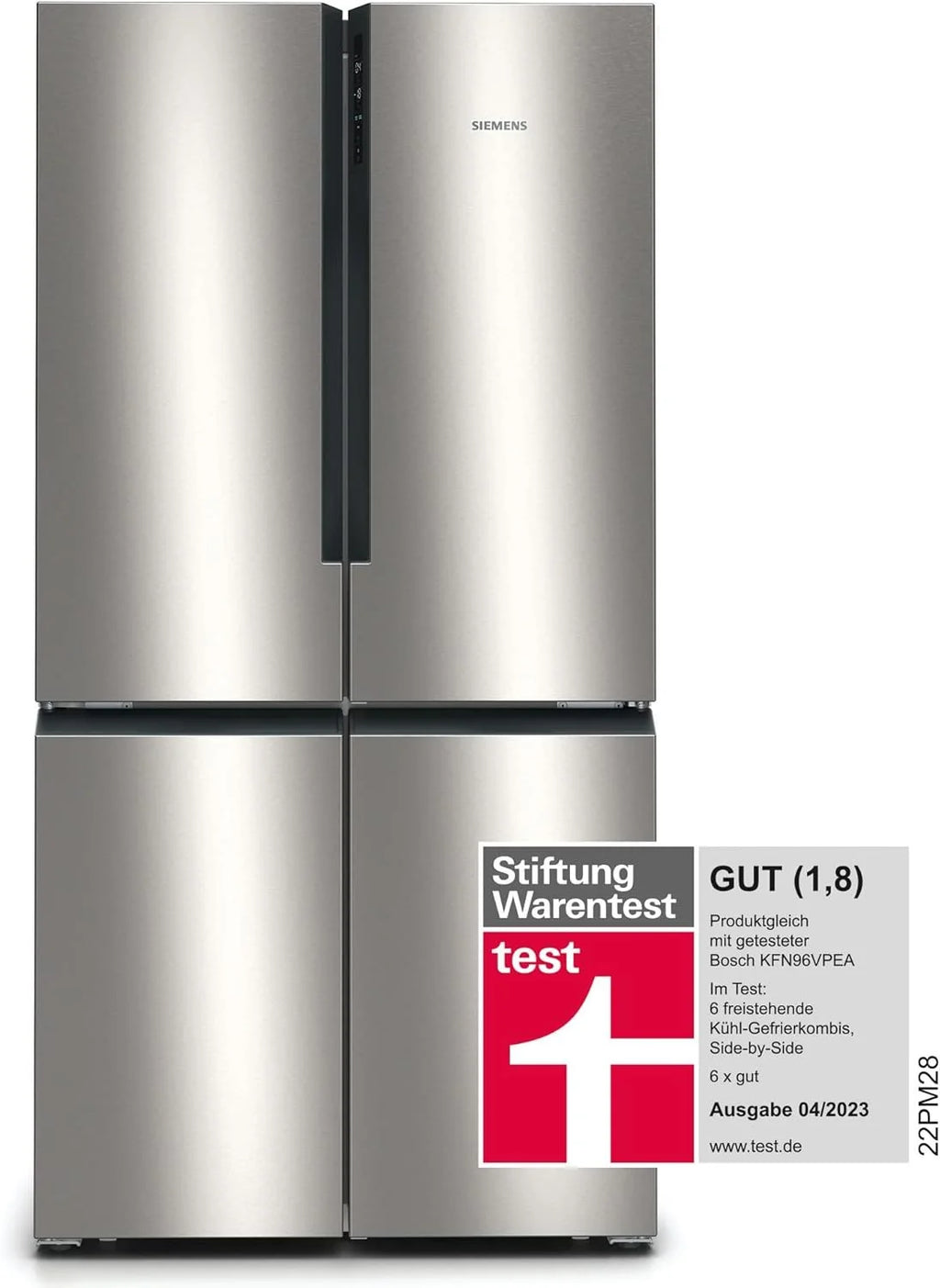 2026 SIEMENS KF96NVPEA iQ300 Multi-Door-Kühlschrank, 183 x 91 cm, 405 L Kühlen & 200 L Gefrieren, hyperFresh längere Frische
