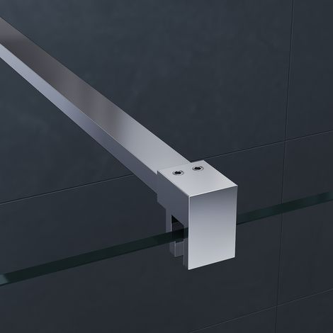 SIRHONA Porte de douche à l'italienne, Paroi de douche pour salle d'eau Panneau en verre de sécurité 6mm avec barre de support 70x200cm — photo 4