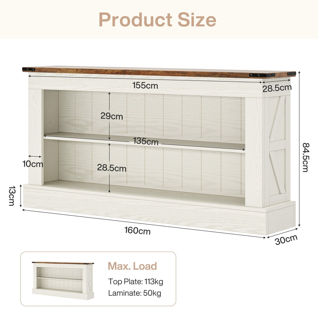 Tribesigns Meuble TV 160 cm, Console multimédia style ferme avec rangement