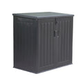 2026 Armoire de rangement extérieure en résine PP gris foncé, double porte avec toit étanche