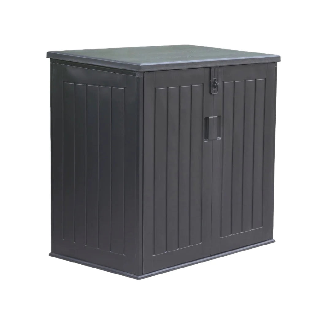 2026 Armoire de rangement extérieure en résine PP gris foncé, double porte avec toit étanche