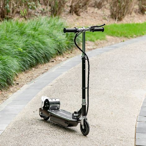Trottinette électrique pliable HOMCOM 120W pour enfants de 7 à 12 ans, guidon et hauteur de selle réglables, vitesse maximale de 10 km/h, noire