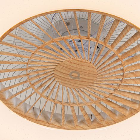 Qazqa – Ventilateur de plafond 60cm en bois naturel – Éclairage LED dimmable 1600 lumens – Télécommande incluse – Pour salon et chambre — photo 5