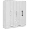 Armoire 6 portes et 2 tiroirs - L162 cm - Blanc - FEOVA — photo 1