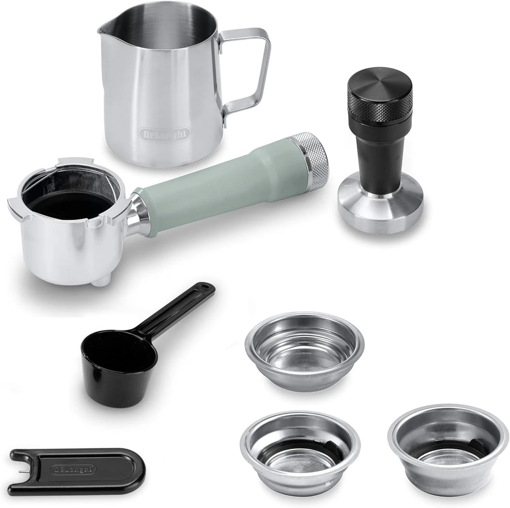2026 De'Longhi Dedica – Cafetière à pompe en acier inoxydable pour café moulu ou individuel, expresso et cappuccino, réservoi
