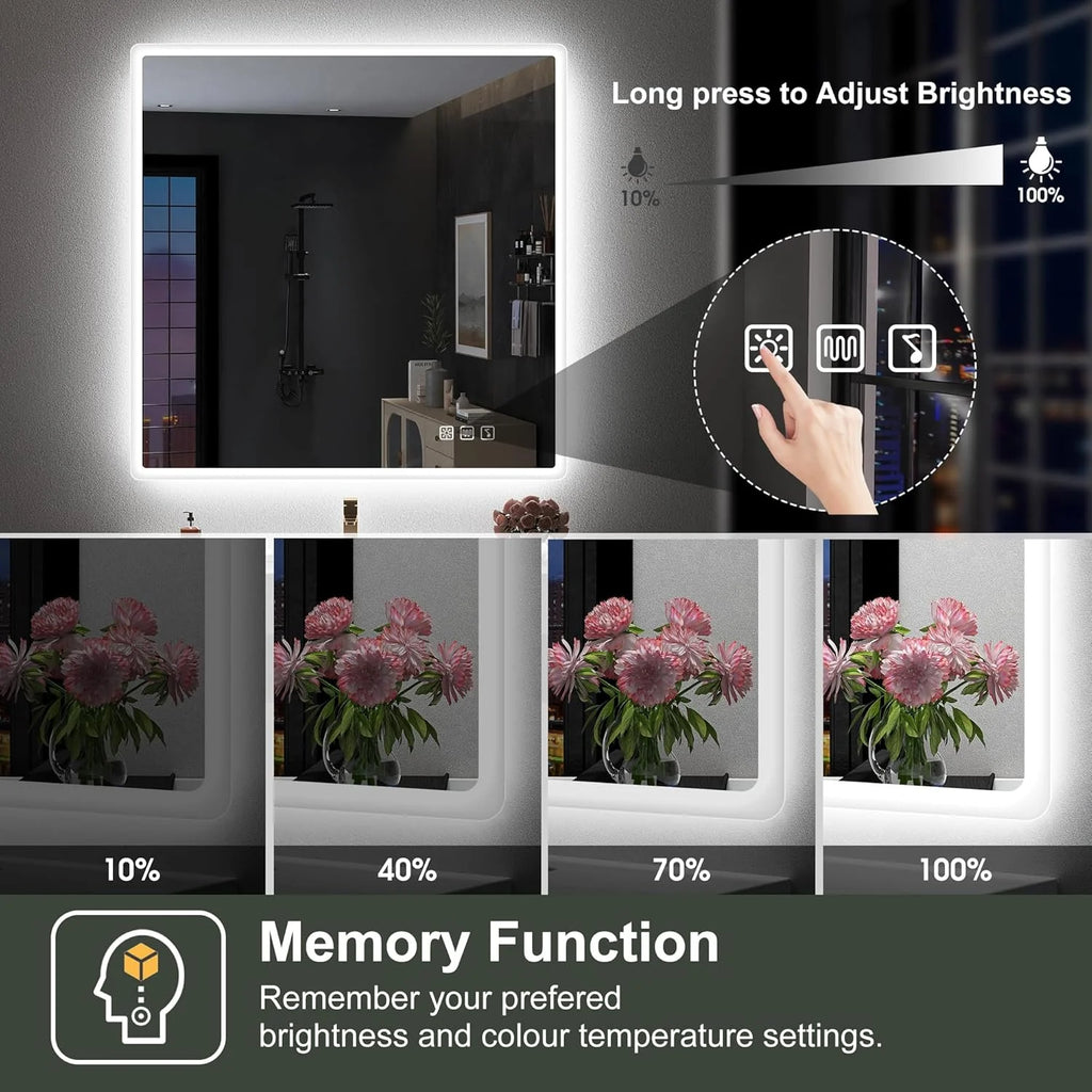 2026 Miroir de salle de bain S'bagno avec éclairage 1200 x 700 mm, IP44, LED, Bluetooth, antibuée, 3 couleurs de lumière (3 0