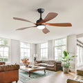 Ventilateur de plafond moderne Sofucor 132 cm, intérieur/extérieur, avec éclairage et télécommande, marron — photo 1
