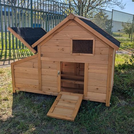 Animal Valley – Poulailler Bantam XL pour 2 à 4 poules – Bois de pin – Dimensions 119x77x90 cm – Toit shingle noir – Tiroir à déjections en métal — photo 4