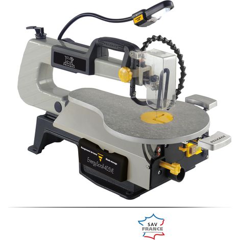 Peugeot – Scie à chantourner 80W – Col de cygne 405 mm – Inclinaison 45° – Vitesse réglable 500 à 1700 tr/min – Pour bois dur — photo 1