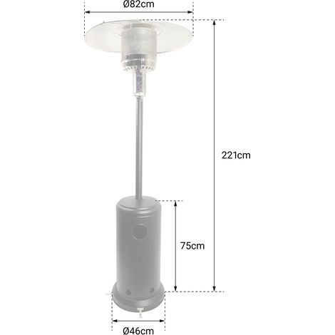 Happy Garden – Parasol chauffant OSLO – Gaz 12kW – Acier inoxydable – Surface de chauffe 30m² – Système d'allumage piézo — photo 4