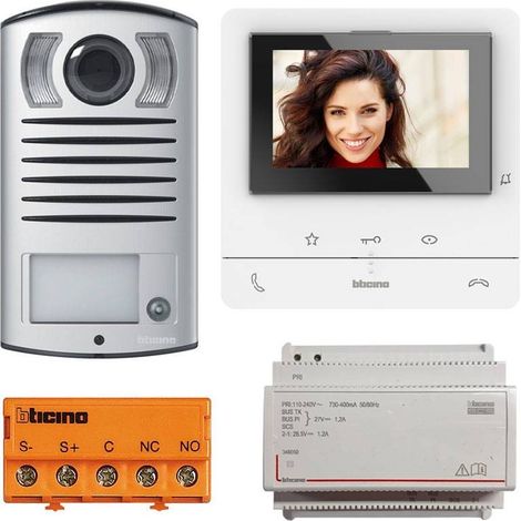 Bticino – Kit vidéo mains libres 2 fils – Interphone avec caméra couleur 5" – Écran LCD 5" – Degré de protection IP54 – Installation murale ou sur bureau — photo 1