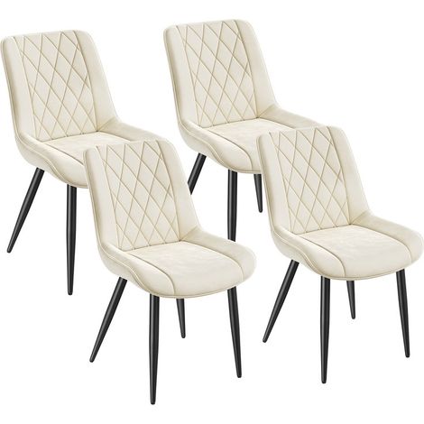 HavenlyHome - Lot de 4 Chaises Salle à Manger, Velours Beige, Assise Rembourrée, Ergonomique, Réglables,Pour Salon Chambre à Coucher — photo 1