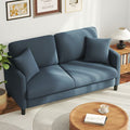 Keepbuying – Canapé droit 2 places en velours teddy – Confort en bois massif – Loveseat avec accoudoirs – Dimensions 165 x 78 x 89 cm – Couleur bleu gris — photo 1