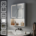 SIRHONA Armoire murale de salle de bain avec prise rasoir 3 modes d'éclairage 600x750mm Armoire de salle de bain design à rangement ouvert — photo 1