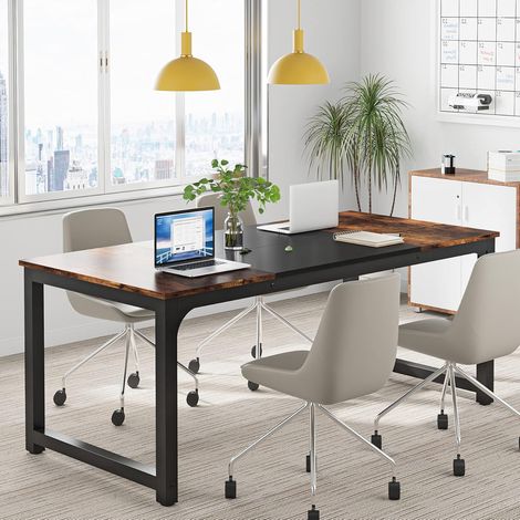 Tribesigns – Bureau droit 160 x 80 x 75 cm – Bois E1 marron vintage – Surface lisse pour nettoyage facile – Assemblage rapide avec instructions — photo 5