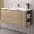 Le Quai Des Affaires – Meuble sous vasque avec vasque VESNA – Décor chêne blanchi – 1 tiroir – Dimensions L100xP46xH50 cm – Résine blanc brillant — photo 1