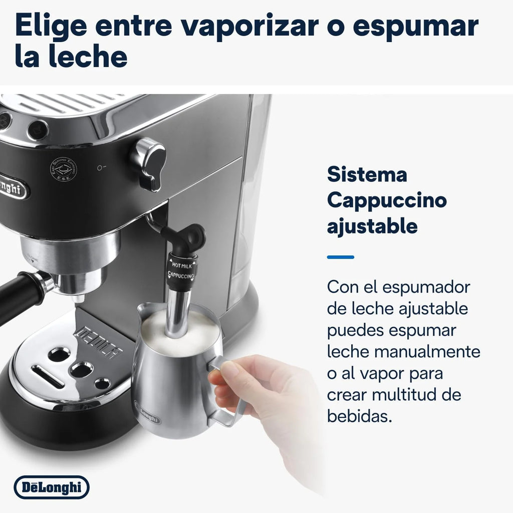 2026 De'Longhi Dedica – Cafetière à pompe en acier inoxydable pour café moulu ou individuel, expresso et cappuccino, réservoi