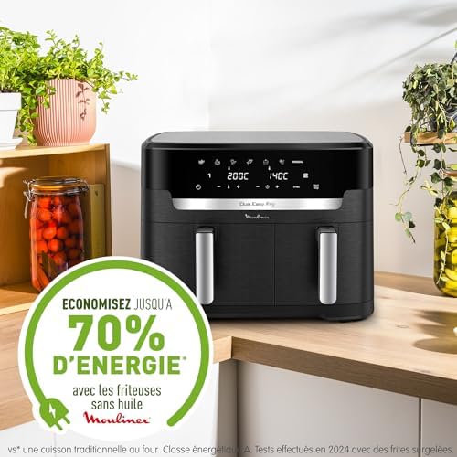 2026 Moulinex air fryer deux compartiments, très grande capacité 11L, 10 personnes, 7 Programmes automatiques, friteuse sans